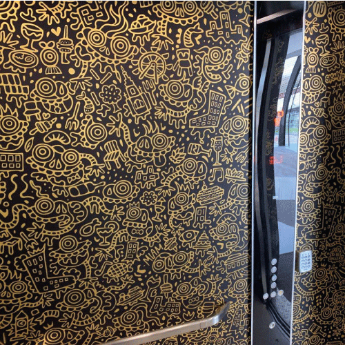 Adhésif sur ascenseur - NU Lille