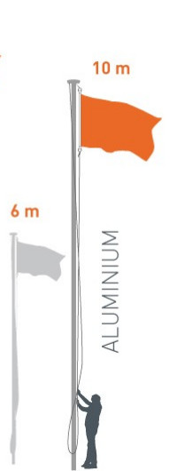 Mât aluminium 6 mètres - Mât pour drapeau - Mât pour pavillon